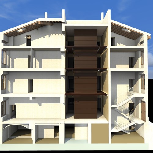 Render di un edificio ristrutturato a Noceto da Montanari Costruzioni